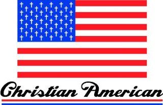4" Printed color USA Patriot American Flag Christian American religious sticker decal for any smooth surface such as windows bumpers laptops or any smooth surface. 