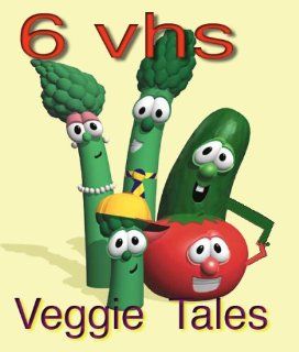 veggie tales set 6 vhs: veggie tales are you my neighbor, veggie tales king george and ducky, veggie tales god wants me to forgive them, veggie tales the toy that saved christmas, veggie tales esther the girl who became queen, veggie tales and the fib from