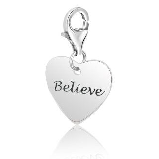 Sterling Silver Heart BELIEVE Charm: Jewelry