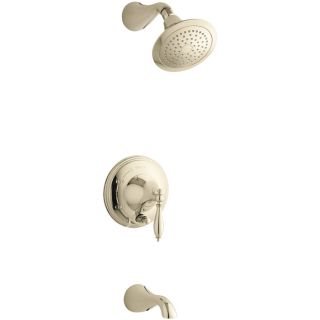 KOHLER Finial Vibrant French Gold 1 Handle Bathtub and Shower Faucet Trim Kit with Single Function Showerhead