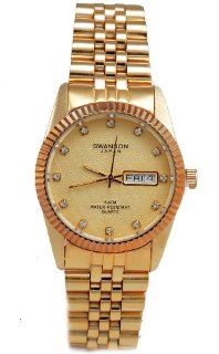 Men's Dress Gold  Tone Crystal Swanson Japan Water Resistant Watch at  Men's Watch store.