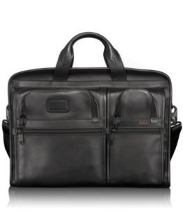 Tumi Alpha Compact Large Screen Laptop Leather Brief, Black, Large: Clothing