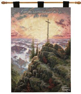 Manual Inspirational Collection 26 X 36 Inch Wall Hanging and Finial Rod, Sunrise with Verse by Thomas Kinkade   Tapestries