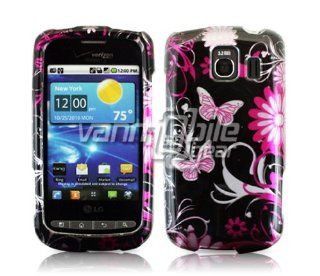 VMG Black/Pink Butterfly Design Hard 2 Pc Plastic Snap On Faceplate Case + Sc: Cell Phones & Accessories