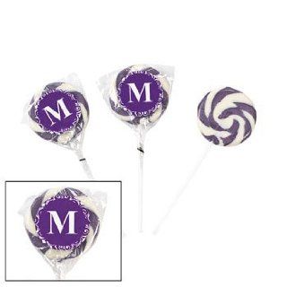 Personalized Purple Monogram Swirl Pops   Candy & Suckers & Lollipops  Gourmet Food  Grocery & Gourmet Food