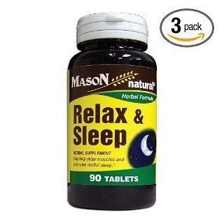 Mason Vitamins Relax & Sleep with A Natural Herbal Formula That Contains Valerian Root & Passiflora Extract Tablets, 90 Count Bottles (Pack of 3): Health & Personal Care
