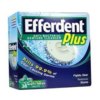 Efferdent Denture Cleanser Plus Kills Odor Causing Germs And Contains Minty Fresh Ingredients, 36 Tablets (2 PACK): Health & Personal Care