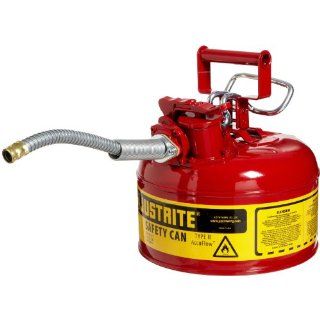 Justrite AccuFlow 7210120 Type II Galvanized Steel Safety Can with 5/8" Flexible Spout, 1 Gallon Capacity, Red: Industrial & Scientific