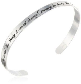 Sterling Silver "God Grant Me The Serenity To Accept The Things I Cannot Change, Courage To Change The Things I Can and Wisdom To Know the Difference" Cuff Bracelet: Serenity Prayer Bracelets: Jewelry