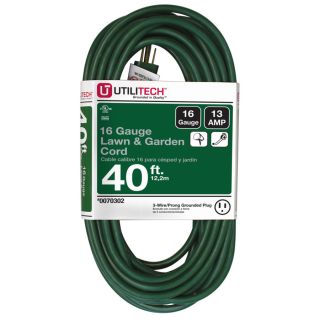 Utilitech 40 ft 13 Amp 16 Gauge Green Outdoor Extension Cord
