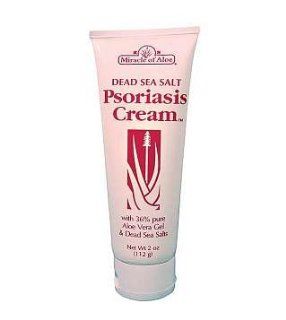 Miracle of Aloe Dead Sea Salt Psoriasis Cream 4 Oz Contains 36% Pure Aloe Vera Gel & Dead Sea Salts! Naturally Helps Relieve the Dry, Itchy, Scaly Skin Caused By Psoriasis, Eczema and Other Irritating Skin Disorders. Re Moisturizes and Helps Heal Skin!