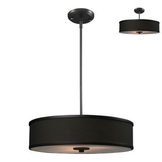 Z Lite Cameo 19.5 in W Factory Bronze Pendant Light with Fabric Shade
