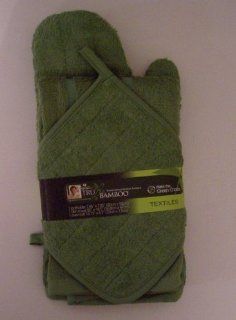 Tru Bamboo Textiles Kit Contains 1 Potholder 1 Dish Towel 1 Oven Mitt 3 Times More Absorbent Than Cotton Antibacterial and Antimicrobial: Kitchen & Dining