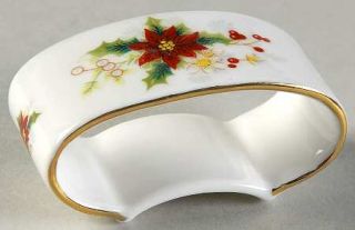 Royal Albert Poinsettia Napkin Ring, Fine China Dinnerware   Red & White Flowers