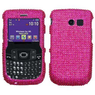 Samsung R360 Freeform II Hard Plastic Snap on Cover Hot Pink Full Diamond/Rhinestone MetroPCS (does not fit Samsung R350 R351 Freeform): Cell Phones & Accessories