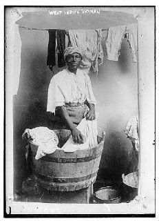 Photo: West Indian woman, 1910 1915, doing laundry, clothesline, wooden tub, Bain News   Prints
