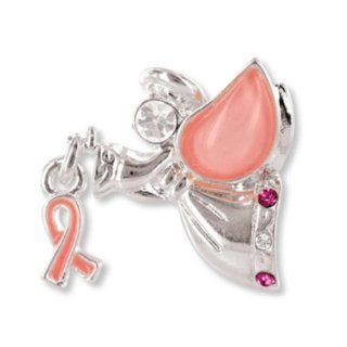 Breast Cancer Pink Ribbon Wings & Wishes Angel Tac Pin: Clothing