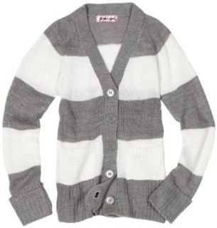 Pink Angel Girls 7 16 Button Down Sweater, Medium Heather Grey/White, X Large Clothing