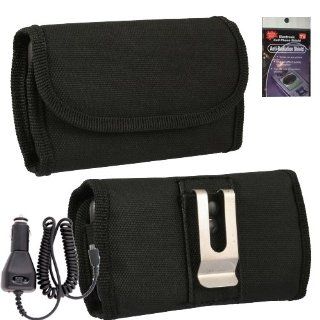 Canvas Horizontal Heavy Duty Strong Case with Metal Clip and Velcro Closure Big Enough to Fit the Commuter case for Motorola Defy XT xt535 Phone Bundle Kit. 3 Piece bundle comes with Case,Car Charger and Radiation Shield. Cell Phones & Accessories