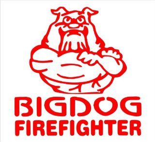 Firefighter Decals Big Dog Fire Fighter Decal Sticker Laptop, Notebook, Window, Car, Bumper, EtcStickers 5"in. in RED Exterior Window Sticker with Free Shipping: Everything Else