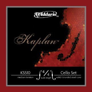 D'Addario Kaplan Cello String Set, 4/4 Scale, Medium Tension: Musical Instruments