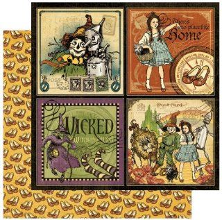 Graphic 45 The Magic Of Oz Double Sided Paper 12'X12' There's No Place Like Home; 25 Items/Order   Scrapbooking Paper