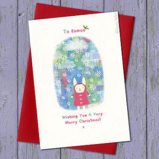 'snow bunny' personalised christmas card by the little brown rabbit
