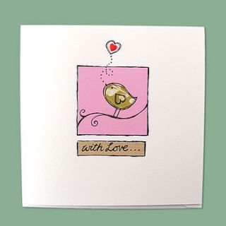little singing bird handmade 'with love' card by little singing bird