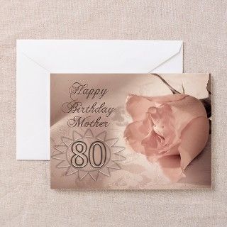 80th Birthday for mother, pink rose Greeting Card by SuperCards