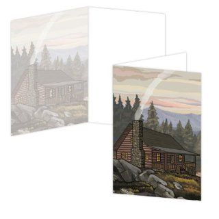 ECOeverywhere Country Cabin Boxed Card Set, 12 Cards and Envelopes, 4 x 6 Inches, Multicolored (bc11739) : Blank Postcards : Office Products
