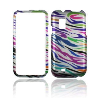 Rubberized Blue Green Pink Purple Silver Colorful Zebra Snap on Design Case Hard Case Skin Cover Faceplate for Verizon Samsung Galaxy S Fascinate I500: Cell Phones & Accessories
