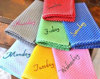days of the week handkerchief by adventures and tea parties!
