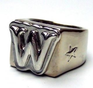 CHAPTER 2 Alphabet LETTER W Monogram Chrome Ring   8 at  Mens Clothing store: Apparel Belts