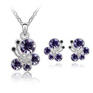 Swarovski Elements Crystal Splendor Flying Necklace and Earrings Set (Pale Pinkish Purple)  5th49: Jewelry
