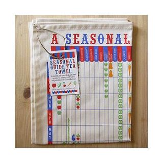 seasonal guide to fruit & vegetables tea towel by colloco homeware and gifts