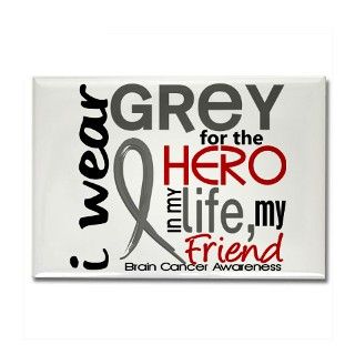 Hero in Life 2 Brain Cancer Rectangle Magnet by greyribbon
