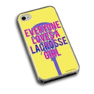 Everyone Loves a Lacrosse Girl iPhone Case (iPhone 4/4S) with Yellow Background: Cell Phones & Accessories