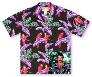 Paradise Found Jungle Bird Black Tom Selleck Magnum PI Hawaiian Shirt: Clothing