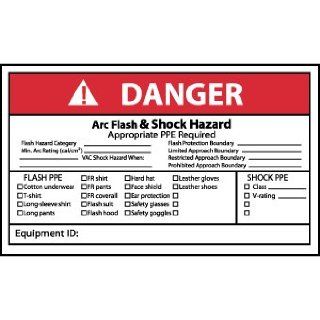 Labels   Danger, Arc Flash & Shock Hazard, 3X5, Adhesive Vinyl, 5/Pk: Industrial Warning Signs: Industrial & Scientific