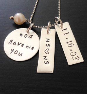 God Gave me you   Hand Stamped Mommy Jewelry   Sterling Silver Personalized Jewelry   Jewelry Towers