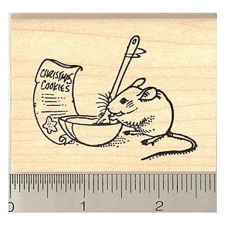 Not a Creature Was Stirring, Except for This Mouse Christmas Rubber Stamp   Wood Mounted
