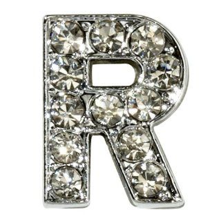 Sugar N Vine Ice Crystal Covered Alphabet Letter "R" Slide Charm   Works with Slider Style Buckle Charm Bracelets Jewelry