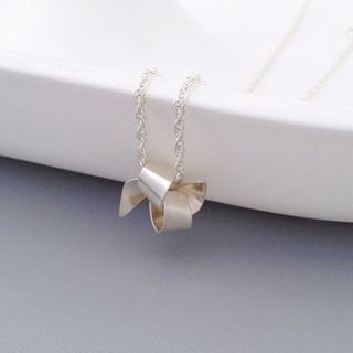 silver ribbon knot tied pendant by jodie hook jewellery