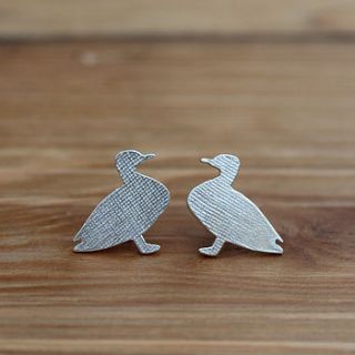 silver duck earrings by bryony stanford