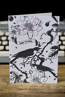 'happy birthday' greetings card by black lace and roses by pearl lowe