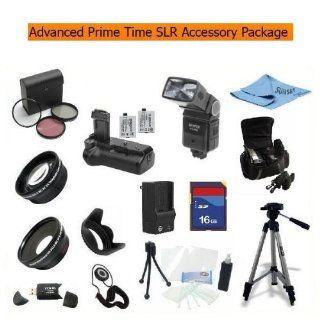 Advanced Prime Time Acessory Package for the Canon T1i (A.k.a 500d), Xs (A.k.a 1000d), Xsi (A.k.a 450d) Digital Slr Cameras Kit Includes 16gb High Speed Memory Card, Battery Pack Grip / Vertical Shutter Release, 2 Extended Life Batteries, Rapid Ac/dc Charg