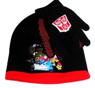 Transformers Movie Beanie and Glove Set; Officially Licensed Hasbro Transformers Winter Hat and Mittens Set, Red and Black Trans Former Logo; Great Gift Idea : Other Products : Everything Else