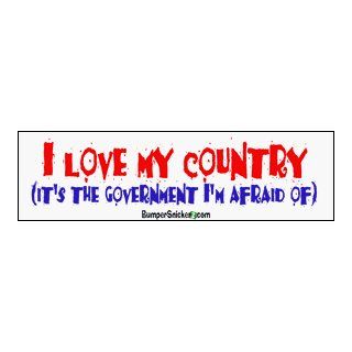 I love my country. It's the government I'm afraid of   funny bumper stickers (Medium 10x2.8 in.) Automotive