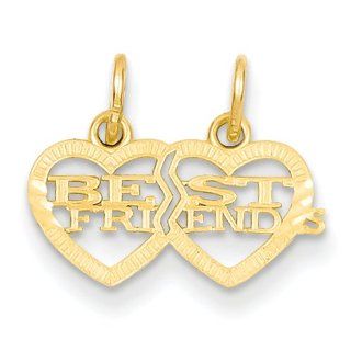 14k Double Heart Best Friends Break apart Charm: Jewelry