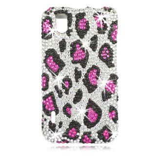 Talon Full Diamond Bling Cell Phone Case Cover Shell for LG LS855 Marquee (Leopard  Silver / Pink)   Sprint,Boost Mobile: Cell Phones & Accessories